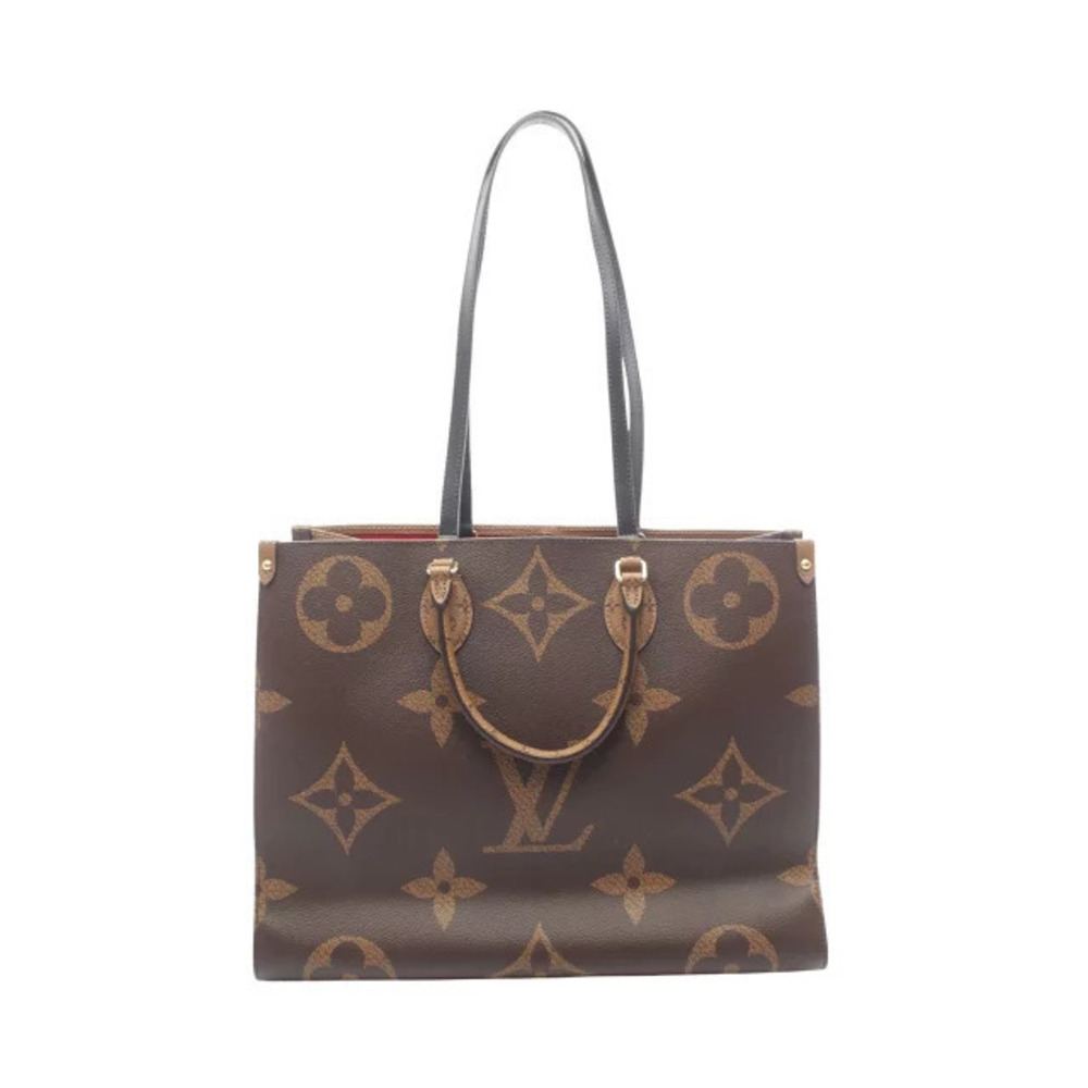 Louis Vuitton OnTheGo Monogram Giant Reverse Canvas Leather Shoulder Bag Brown